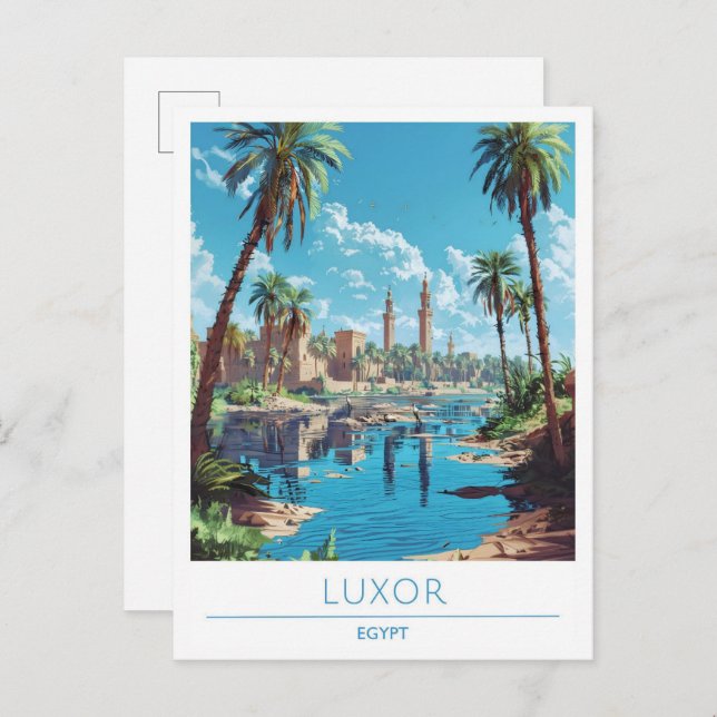 Luxor Egypt Vintage Travel Postkarte (Vorne/Hinten)