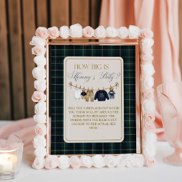 Luxsary Bear Plaid Baby Shower Mom Belly Game Poster