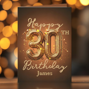 Luxuriös Elegant Gold und Braun 30. Geburtstag Karte