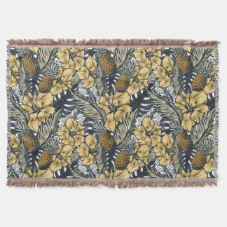 Luxuriös Elegant Gold und Schwarz Tropische Blumen Decke