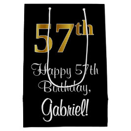 Luxuriös, elegant, Imitate Gold Look 57. Geburtsta Mittlere Geschenktüte
