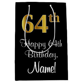 Luxuriös, elegant, Imitate Gold Look 64. Geburtsta Mittlere Geschenktüte