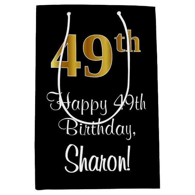 Luxuriös, elegant, Imitats Gold Look 49. Geburtsta Mittlere Geschenktüte (Vorderseite)