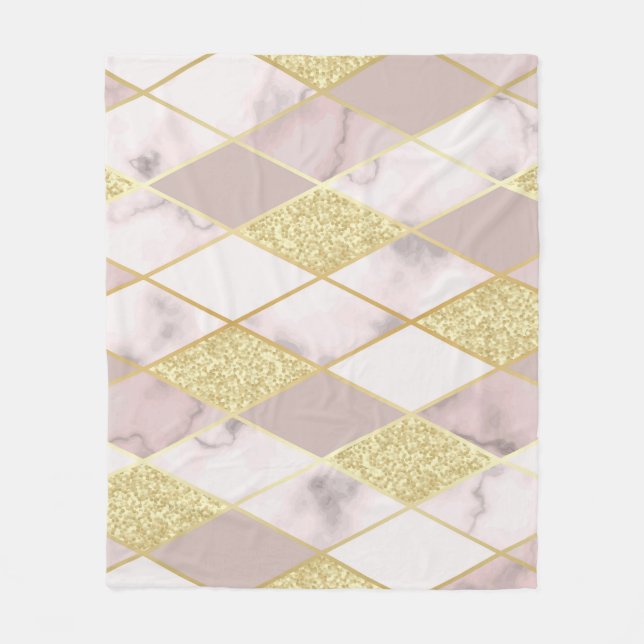 Luxuriös Marble Golden Geometric Fleecedecke (Vorderseite)