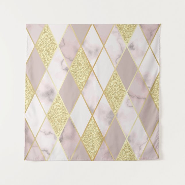 Luxuriös Marble Golden Geometric Wandteppich (Vorderseite)