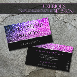 Luxuriös rosa Lila Glitzer Sparkle Stars Schwarz Visitenkarte