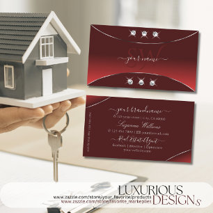 Luxuriös rot mit silberfarbenen Diamanten und Mono Visitenkarte