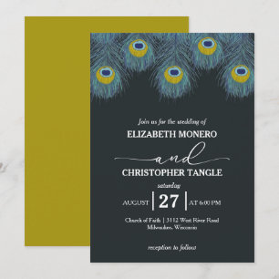 Luxuriös und elegant Peacock Feather Wedding Einladung
