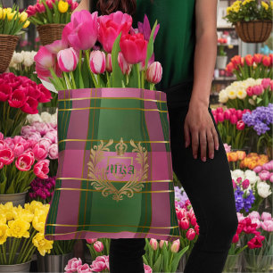 Luxuriös Vornehm Elegant Kariert Monogramm Rosa un