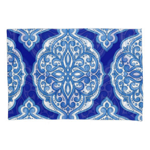 Luxuriös weiß-blau, türkisch dekoriert. kissenbezug