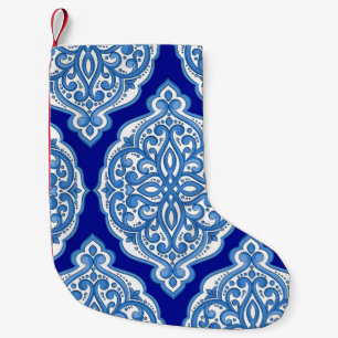 Luxuriös weiß-blau, türkisch dekoriert. kleiner weihnachtsstrumpf