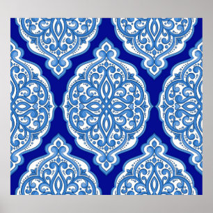 Luxuriös weiß-blau, türkisch dekoriert. poster