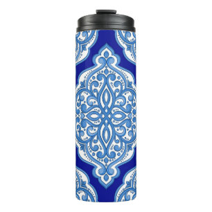 Luxuriös weiß-blau, türkisch dekoriert. thermosbecher