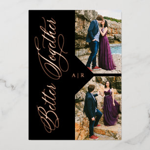 Luxuriöse 2 Fotos Collage Rose Gold Whimsical Folieneinladung