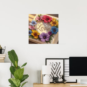 Luxuriöse 3D-Grußkarte mit Blumendesign Poster