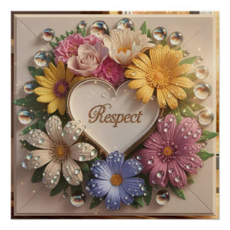 Luxuriöse 3D-Grußkarte mit Blumendesign Poster