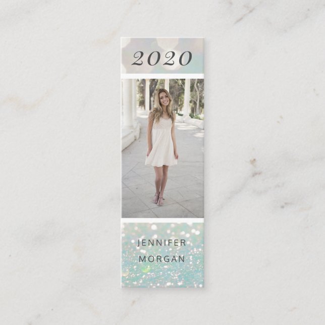 Luxuriöse Abschluss Glitzer Foto Name Card Mini Visitenkarte (Vorderseite)