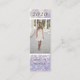 Luxuriöse Abschluss Glitzer Foto Name Card Mini Visitenkarte