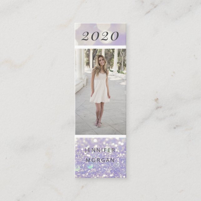 Luxuriöse Abschluss Glitzer Foto Name Card Mini Visitenkarte (Vorderseite)