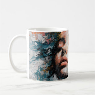 Luxuriöse Abstrakte Blumen-Frauen-Porträt-Wandkuns Kaffeetasse