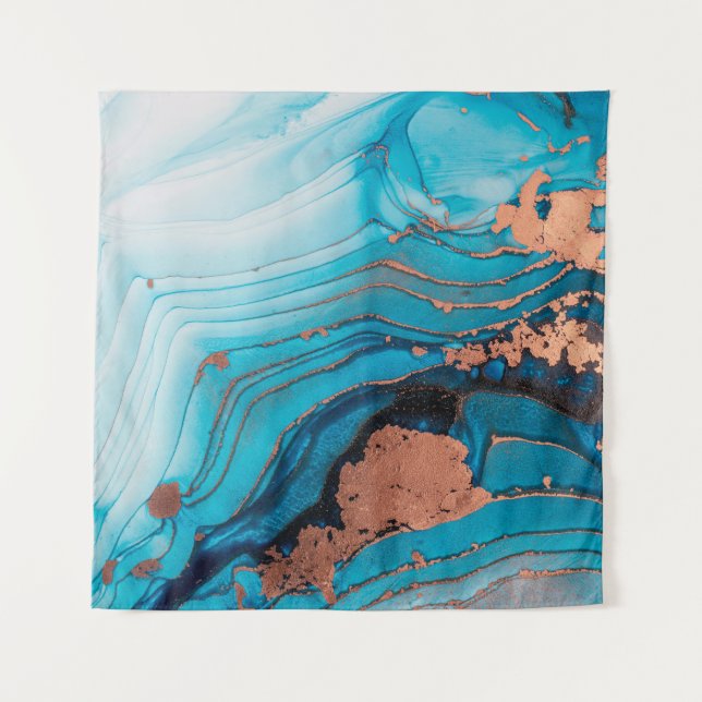 Luxuriöse abstrakte Flüssigkunstmalerei in Alkohol Wandteppich (Vorderseite)