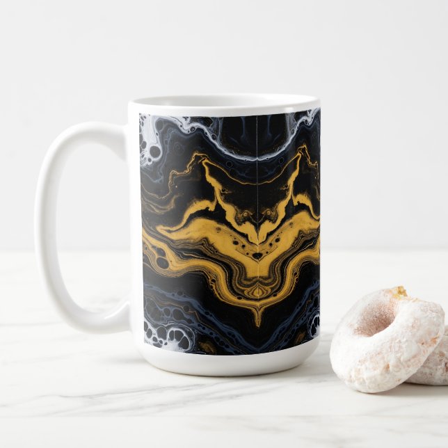 Luxuriöse Abstrakte Kaffeebeutel - Schwarz, Gold u Kaffeetasse (Mit Donut)