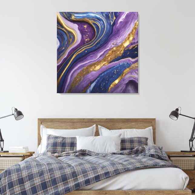 Luxuriöse Abstrakte Leinwand Kunst, Kultur | Lila, (Insitu (Schlafzimmer))