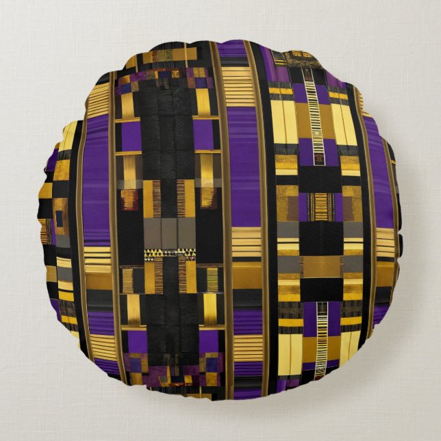 Luxuriöse afrikanische Karibik Erbe Multicolor Rundes Kissen (Vorderseite)