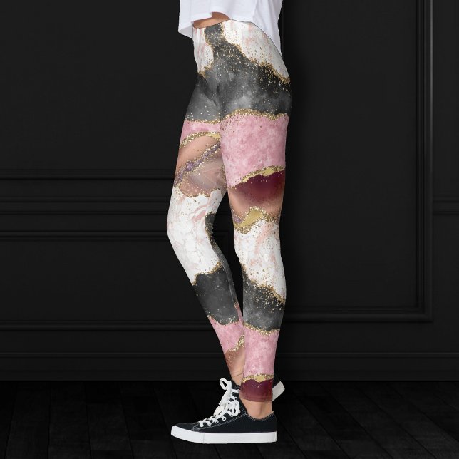 Luxuriöse Agate Elegant Imitats Metallische Rose G Leggings (Von Creator hochgeladen)