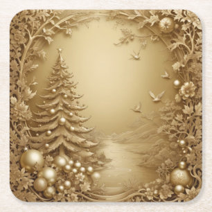 Luxuriöse All-Gold-Weihnachtsservietten Rechteckiger Pappuntersetzer