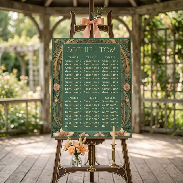 Luxuriöse Alphonse Mucha Art Nouveau Sitzordnung Poster (Luxurious Alphonse Mucha Art Nouveau Seating Chart)