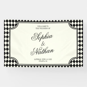 Luxuriöse alte schwarze Elfenbein-Vintage-Hochzeit Banner