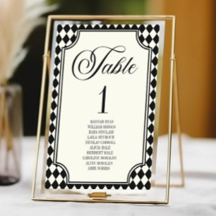 Luxuriöse alte schwarze Elfenbein-Vintage-Hochzeit Tischnummer