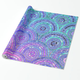 Luxuriöse Aqua und Lila Glitzer Punkte und Kreise Geschenkpapier