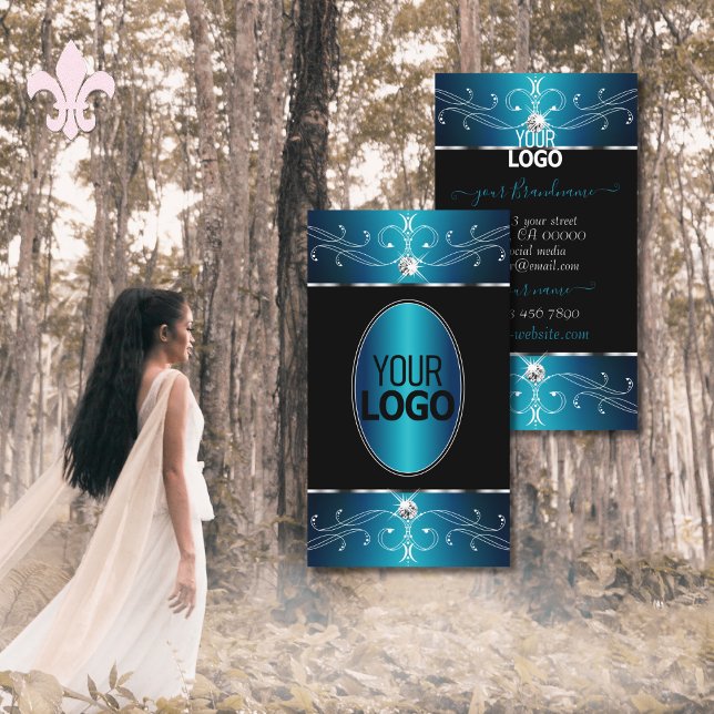 Luxuriöse, Aquamarin blaue Verzierte Ornamente mit Visitenkarte (Von Creator hochgeladen)