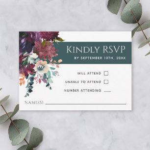 Luxuriöse Aquamarine Elegant Floral Wedding RSVP