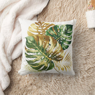 Luxuriöse Aquarell Monstera Blätter Keuchkissen Kissen
