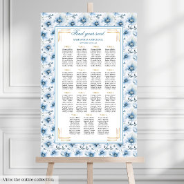 Luxuriöse Aquarelle Pastellblau Gold Seating Chart Poster