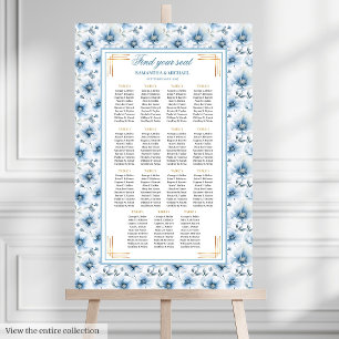 Luxuriöse Aquarelle Pastellblau Gold Seating Chart Poster