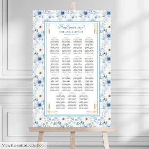 Luxuriöse Aquarelltafel Light Blue Gold Seating Ch Poster