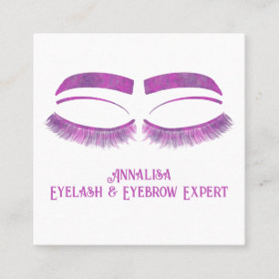 Luxuriöse Aquarellucht & Brow Beauty, Lila Quadratische Visitenkarte