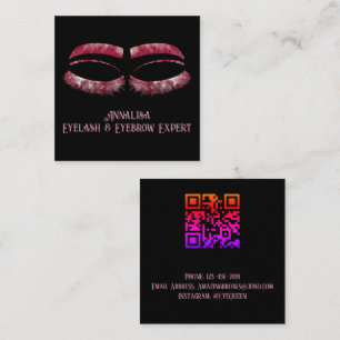 Luxuriöse Aquarellucht & Brow Beauty, Rot Rosa Quadratische Visitenkarte