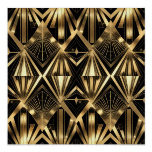 Luxuriöse Art Deco geometrische Gold- und Schwarz- Poster