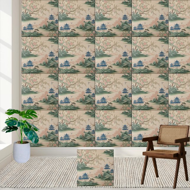 Luxuriöse asiatische Dekoration Chinoiserie Tile Fliese (Luxury Asian Decor Chinoiserie Tile)