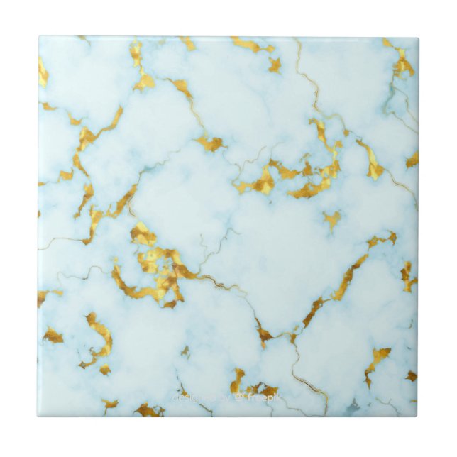 Luxuriöse Azure Gilded Pottery Keramik Art Fliese (Vorderseite)