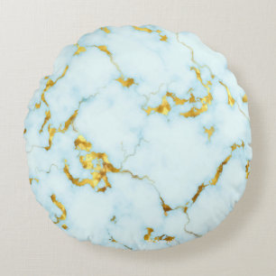 Luxuriöse Azure Gilded Pottery Keramik Art Rundes Kissen
