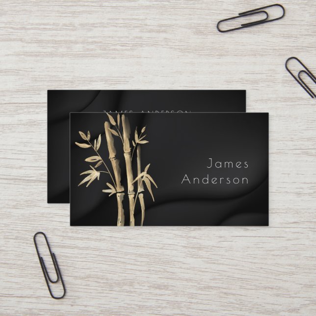 Luxuriöse Bamboo Black Gold Business Card Visitenkarte (Vorderseite/Rückseite Beispiel)