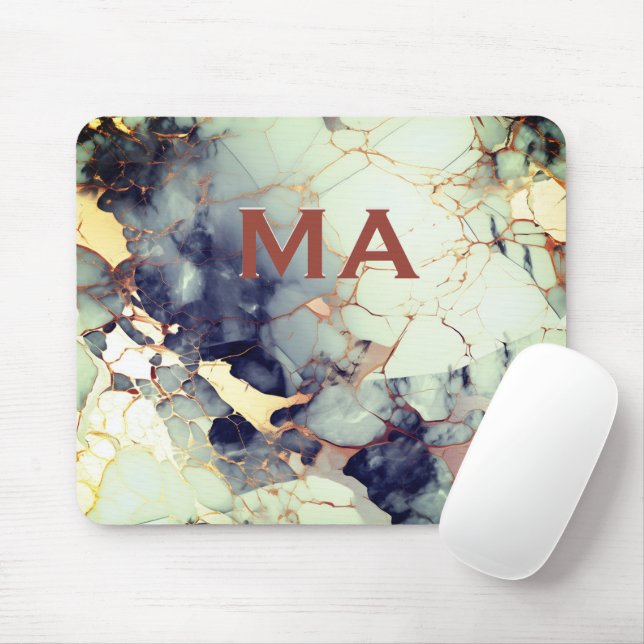 Luxuriöse beige Marineblau-Imitate Goldmedaille Gl Mousepad (Mit Mouse)