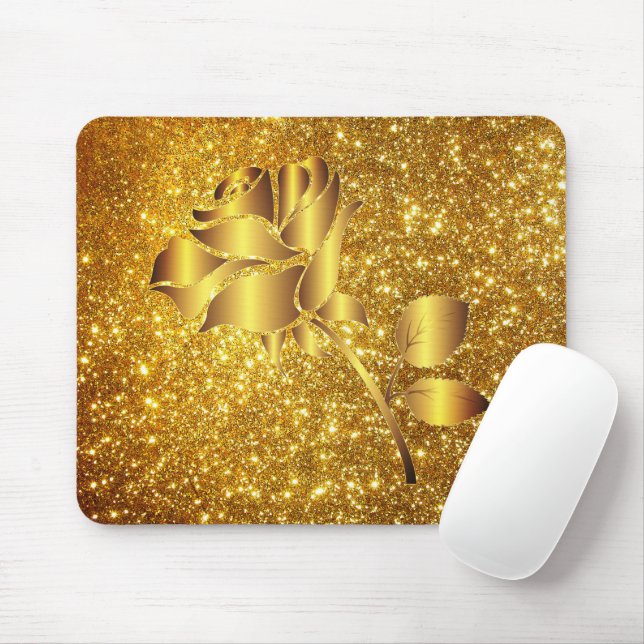 Luxuriöse, beliebte Blumengold Glitzer Geschenke Mousepad (Mit Mouse)