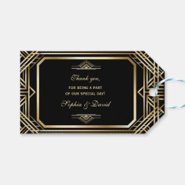 Luxuriöse Black and Gold Great Gatsby Hochzeit Geschenkanhänger